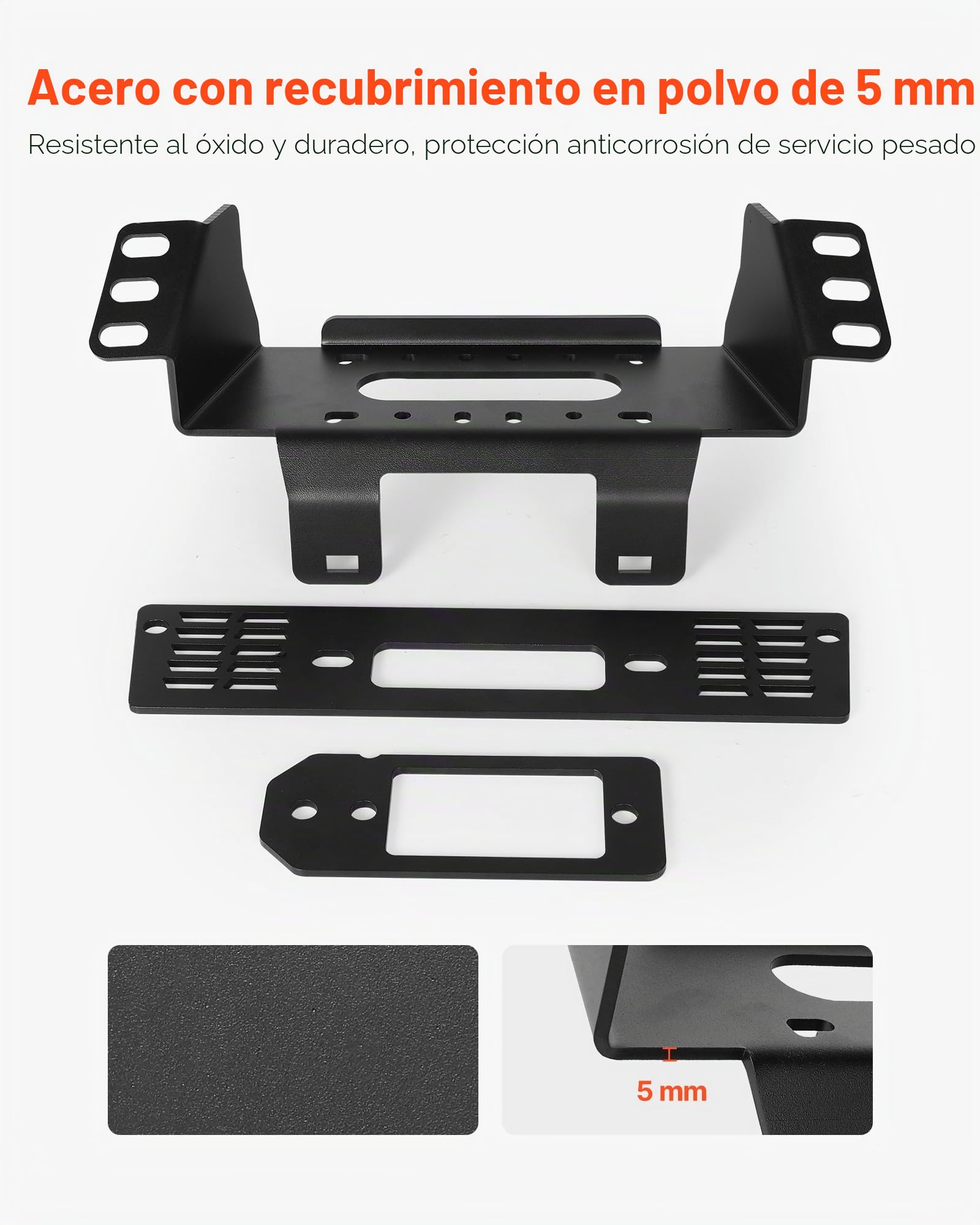 VEVOR Soporte de Cabrestante, Soporte de Enganche de Remolque para Modelos Selectos de Polaris Ranger (2010-2021), Diseño de 3 Orificios Capacidad de 907-1633 kg para Asistencia en Carretera