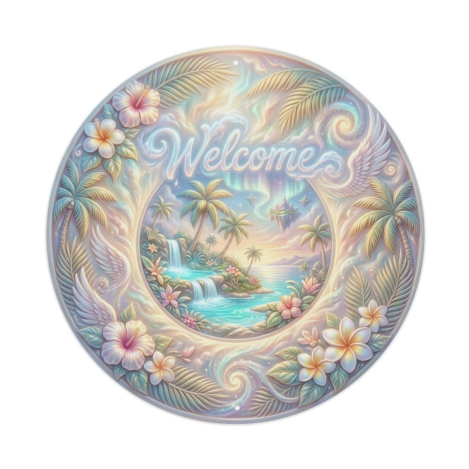 Tgrcjimh Style Metal Tin Sign Tropical Elysium Welcome Heavenly Isle