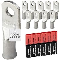Vista 227 de SELTERM 25 piezas de lengüetas de cable de batería de cobre estañado de grado marino de 2/0 AWG de 3/8 pulgadas, terminales de anillo de calibre 00