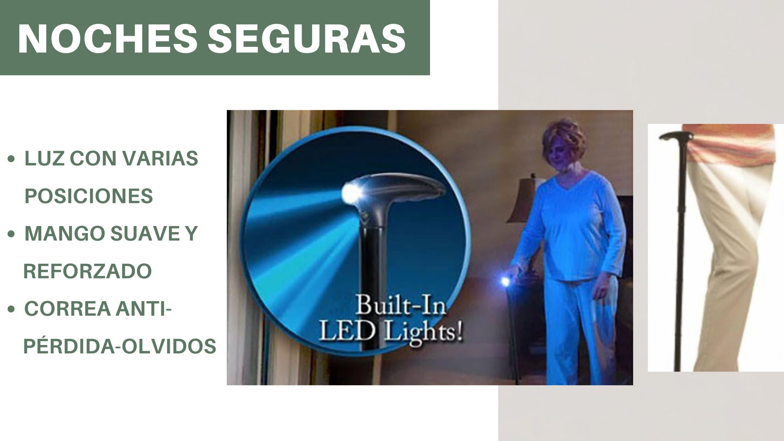 Bastón Plegable para Personas Mayores Y Ancianos, de Senderismo para Adultos con Movilidad Reducida, Palo Extensible De Aluminio para Caminar Y Andar, Andador ó Muleta para Regalo, LUZ LED