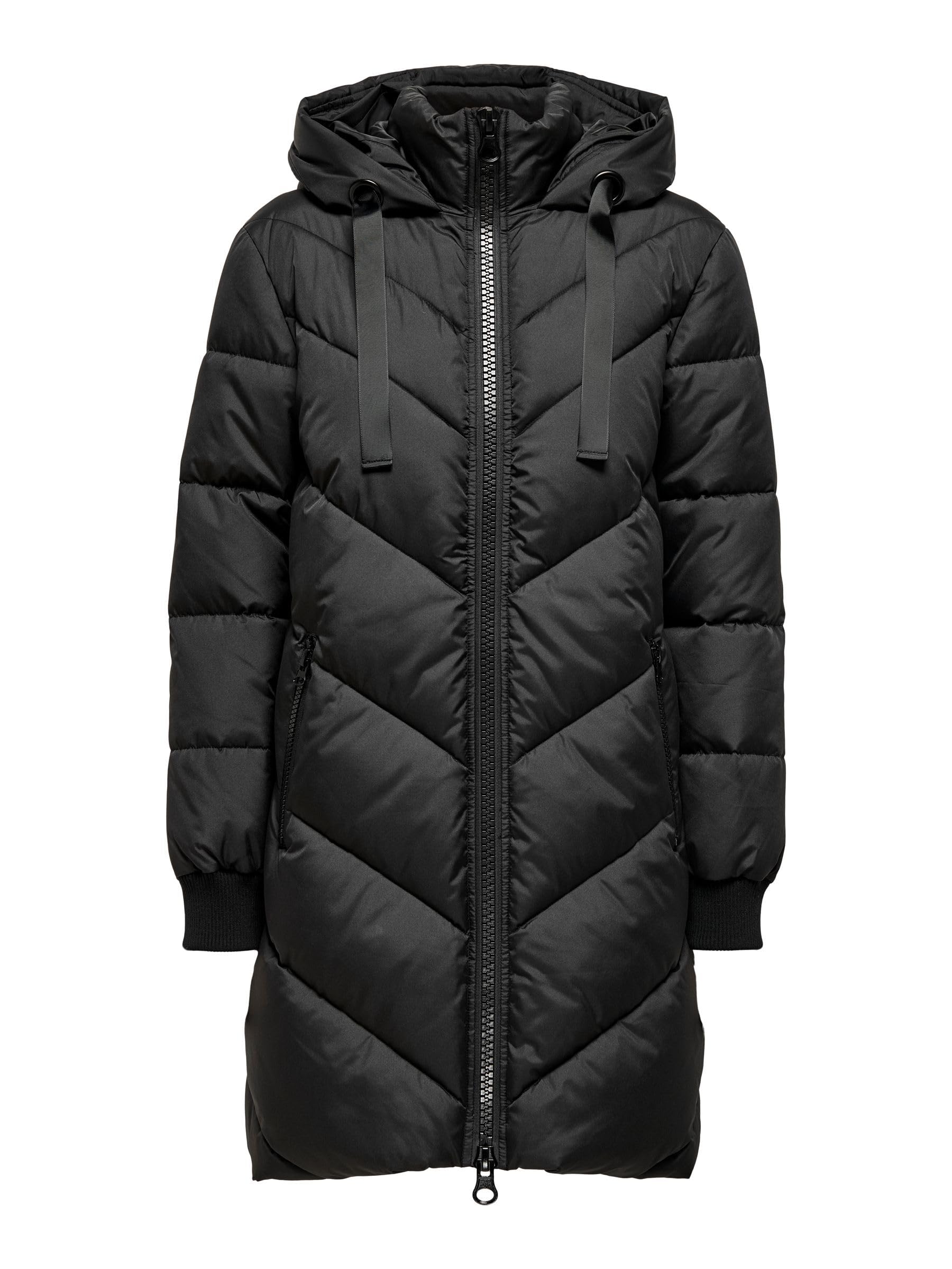 JDY Womens Skylar Otw Noos Padded Hood Jacket, Black, M UK