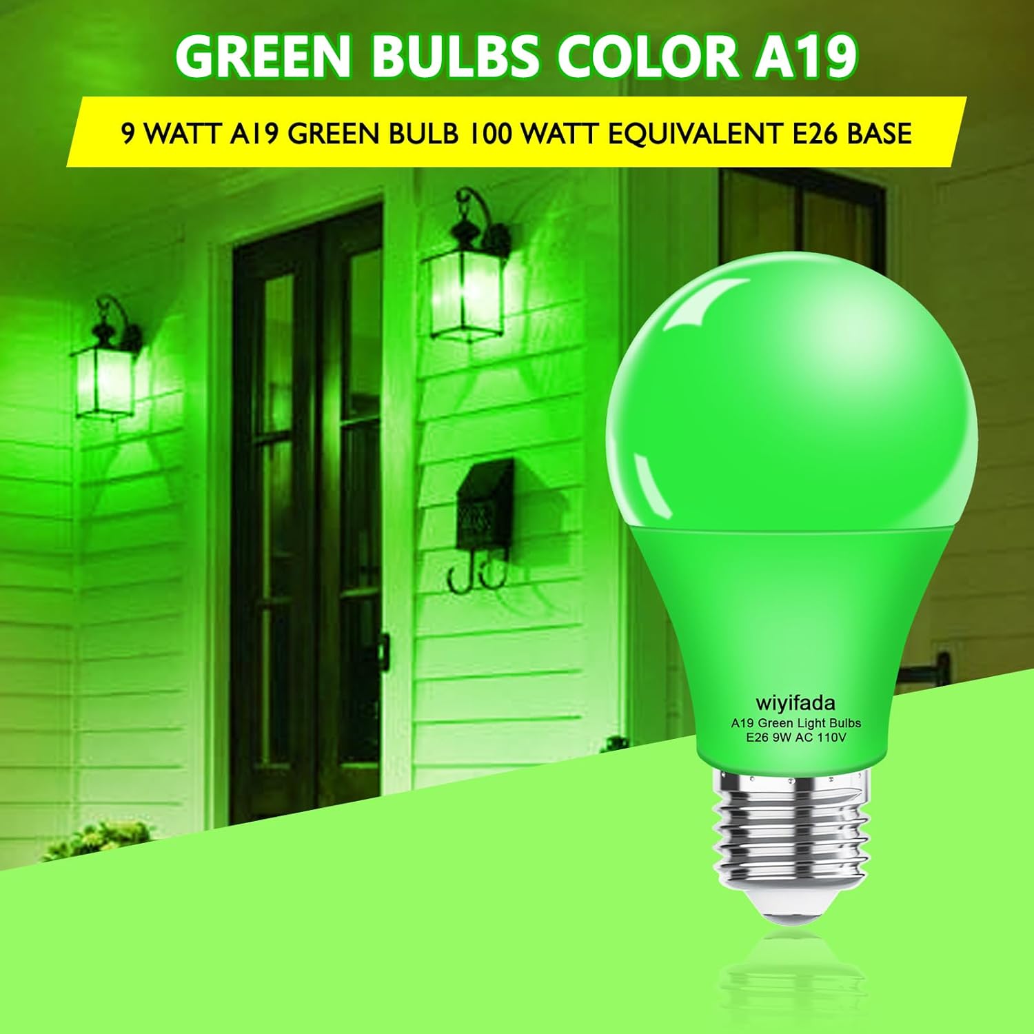 Green 9W LED Decorative Light Bulbs, 4-Pack