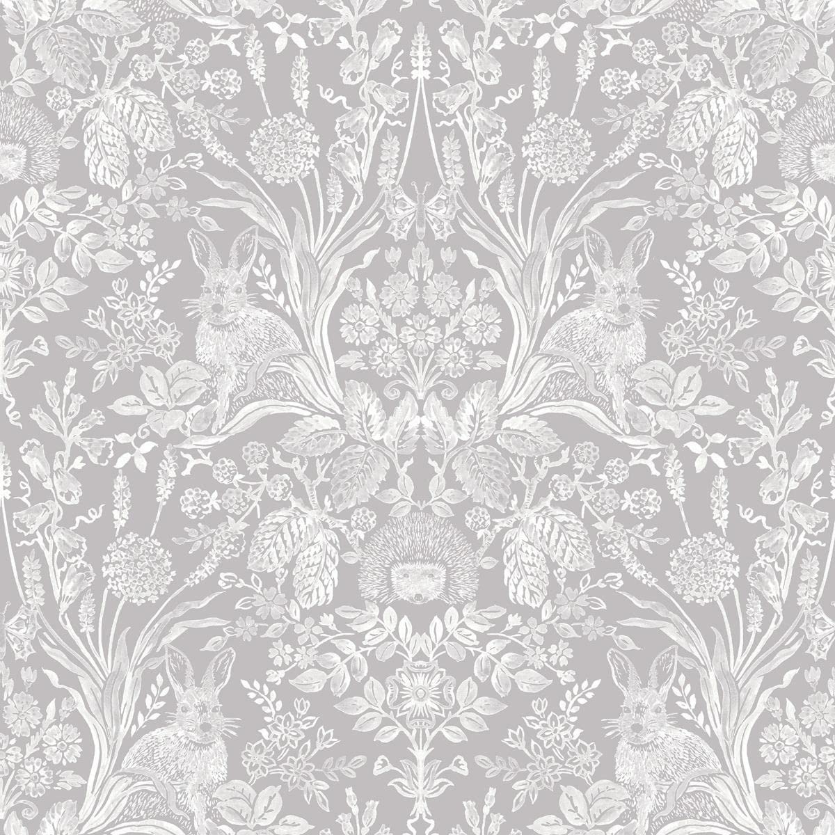 ( similar)Harlen Woodland Damask Wallpaper Grey Holden 90160