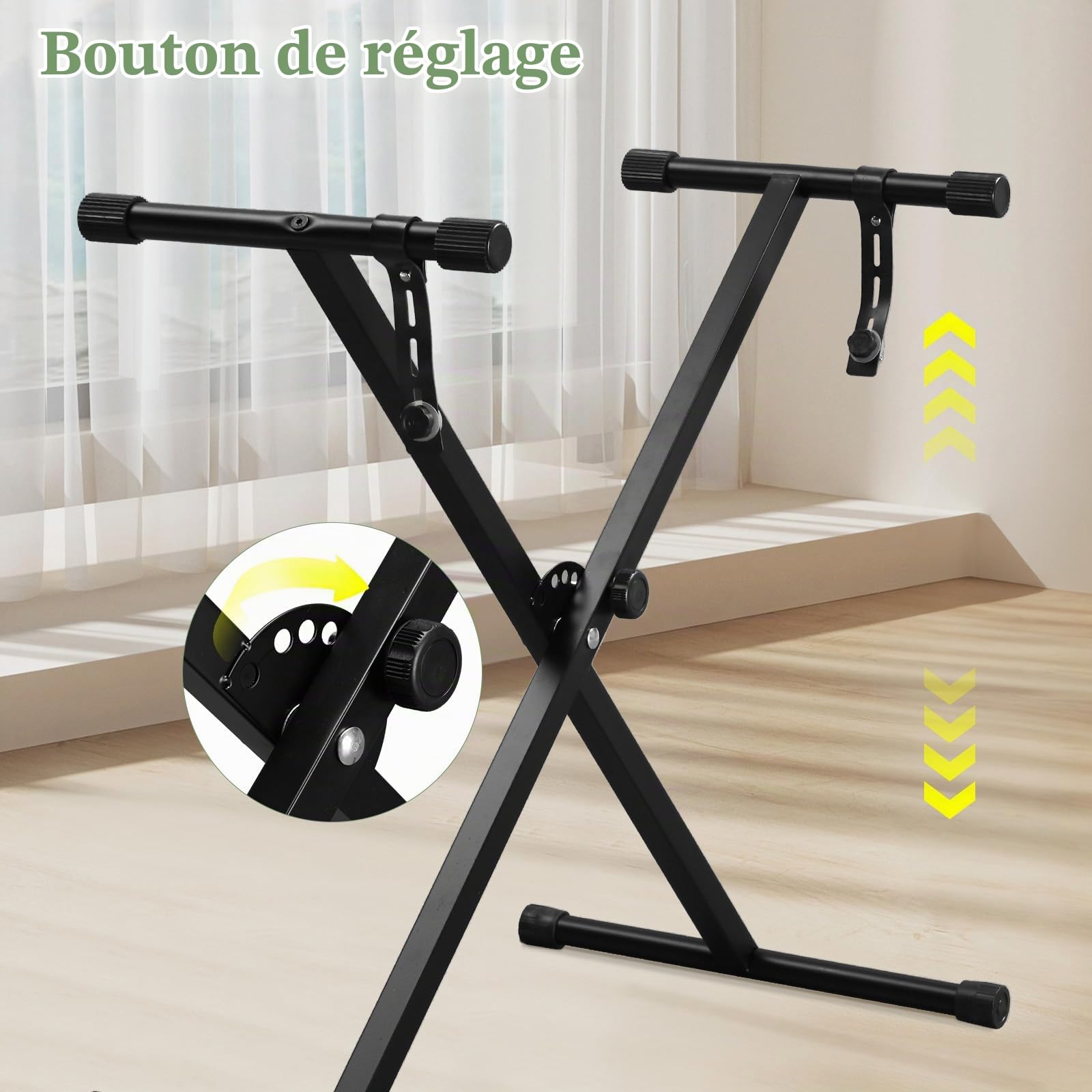 Bonnlo GEP-203 Clavier Piano 61 Touches avec Support & Tabouret de Piano, Haut-Parleurs Intégrés, Casque, Microphone, Pupitre, Écran LED, 3 Modes d'apprentissage pour Piano Débutants, Noir