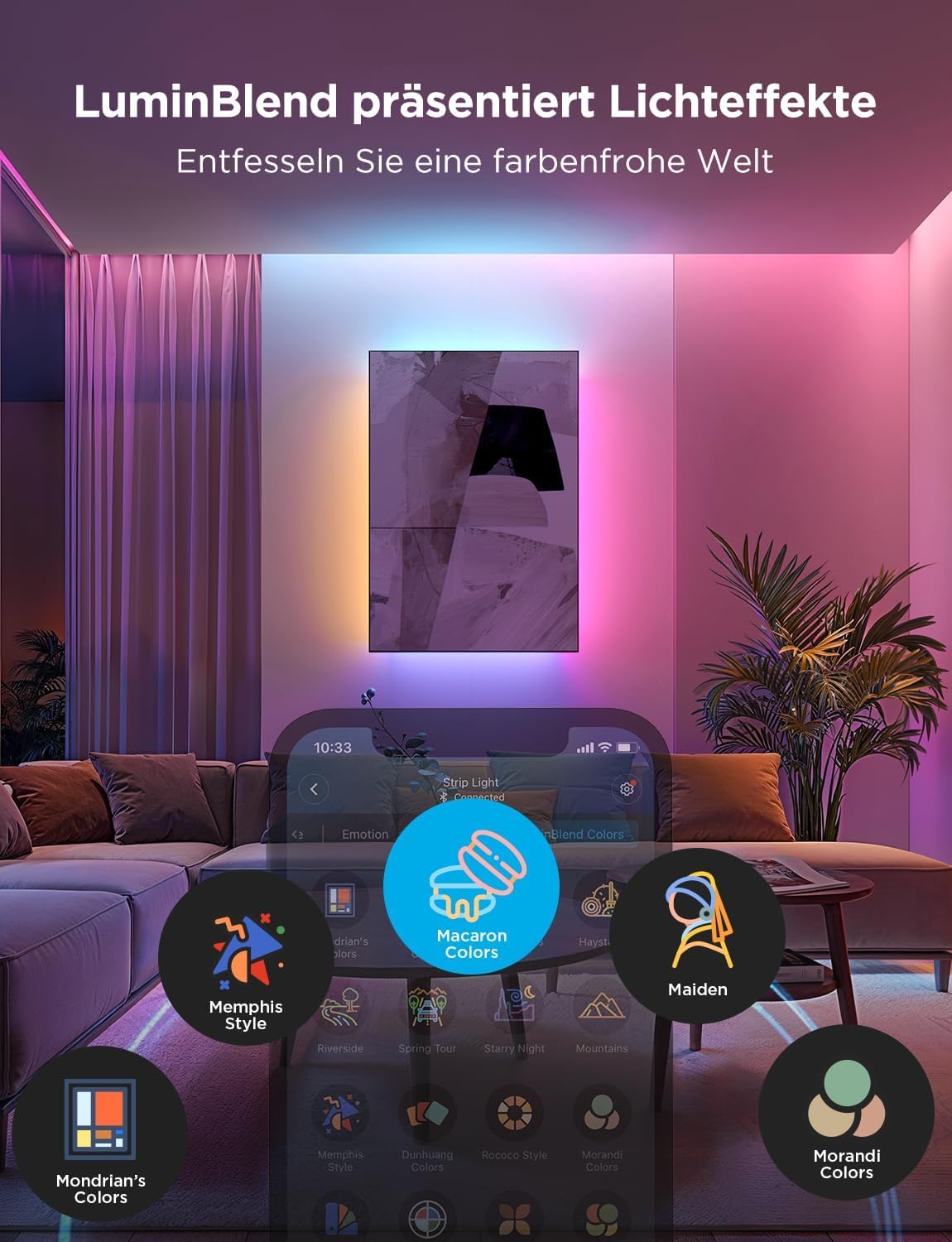 Govee LED Strip Light 2 Pro 10m, Smart RGBIC mit weißes Licht, LED Streifen Funktioniert mit Matter und Google Assistant, DIY-Farbe, App-Steuerung mit Musik Sync, für Wohnzimmer Schlafzimmer