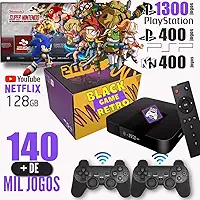 Vídeo Game Box Retro 140.000 mil Jogos 128gb 2 Controles Sem Fio Premiun (COM FIO)