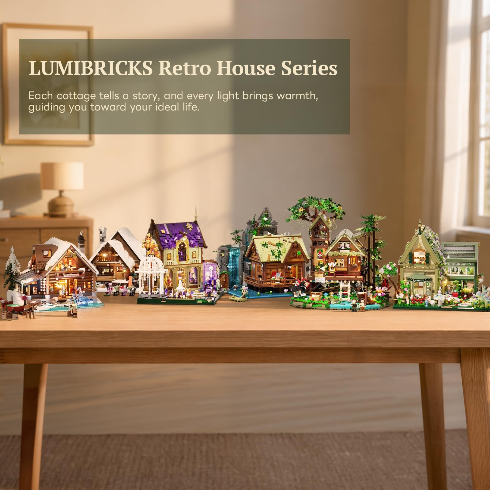 Lumibricks Misty Forest Cabin beleuchtetes Klemmbaustein-Set, 2867 Teile, Tropische Regenwald-Pfahlhütte mit verstecktem Nebelmodul und Glühwürmchen-Beleuchtung, Ausstellungsmodell für Erwachsene