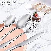 Vista 4 de Juego de 40 cucharas de mesa y cucharaditas de café, cucharas de acero inoxidable, cucharas de cubiertos de cocina para el hogar, cucharas de postre