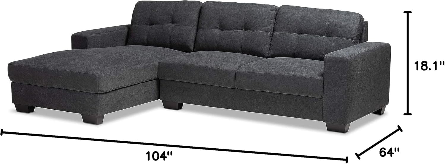 Baxton Studio Sectional, Dark Grey