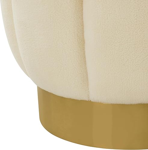 Miniatura 5 de SAFAVIEH Colección Couture Maxine - Otomana copetuda con canal de color crema y canal dorado (totalmente montado)