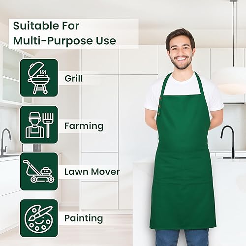 Miniatura 8 de Kitchen Apron Cotton Waterdrop Resistant with adjustable Aprons for Women with Pockets 8 Color option Cooking