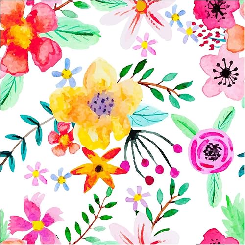 Blooming Wall Papel tapiz autoadhesivo autoadhesivo para despegar y pegar, pintura a mano, sin costuras, acuarela, rojo/amarillo/morado, flores