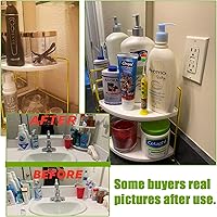 Vista 8 de Organizador de mostrador de perfume de maquillaje de 2 niveles, estante de encimera de esquina de baño, bandeja de almacenamiento para dormitorio