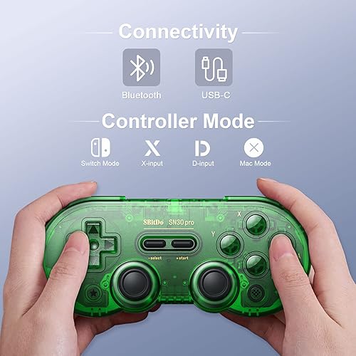 Vista 4 de AKNES 8Bitdo SN30 Pro - Controlador inalámbrico Bluetooth con joysticks de vibración, cable USB-C compatible con interruptor, Windows, Mac