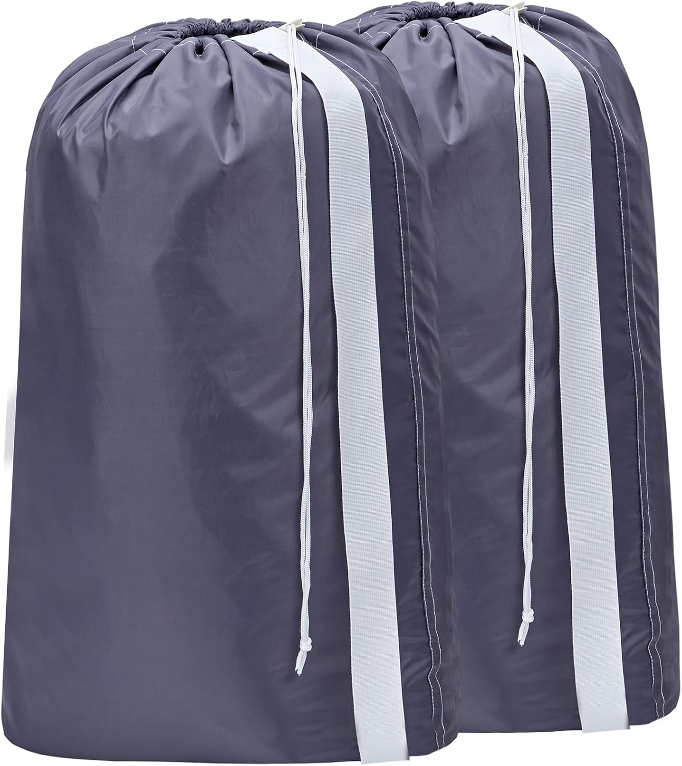 HOMEST 2-Pack XL Nylon Laundry Bags with Shoulder Strap - Grey, Holds 4 Loads, Tear-Resistant for Laundry Haul & Storage