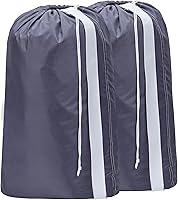 HOMEST 2-Pack XL Nylon Laundry Bags with Shoulder Strap - Grey, Holds 4 Loads, Tear-Resistant for Laundry Haul & Storage