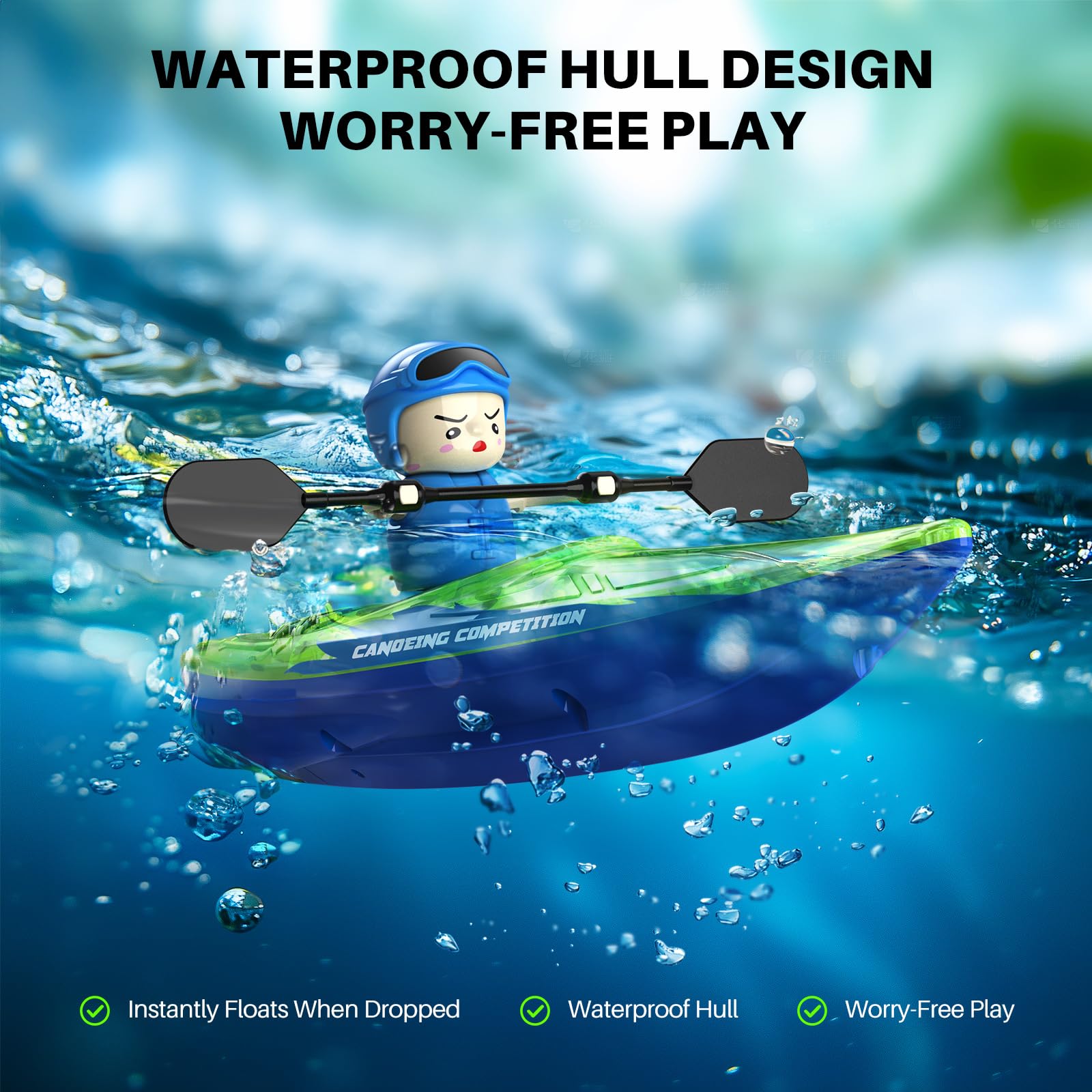 SYMA RC Boats 2 Pack for Kids 8-12, Remote Control Kayaks with 3 Magnetic Balls, 40 Mins Playtime (1 Battery), LED Lights, Perfect Water Toys for Pool, Water Table and Bathtub