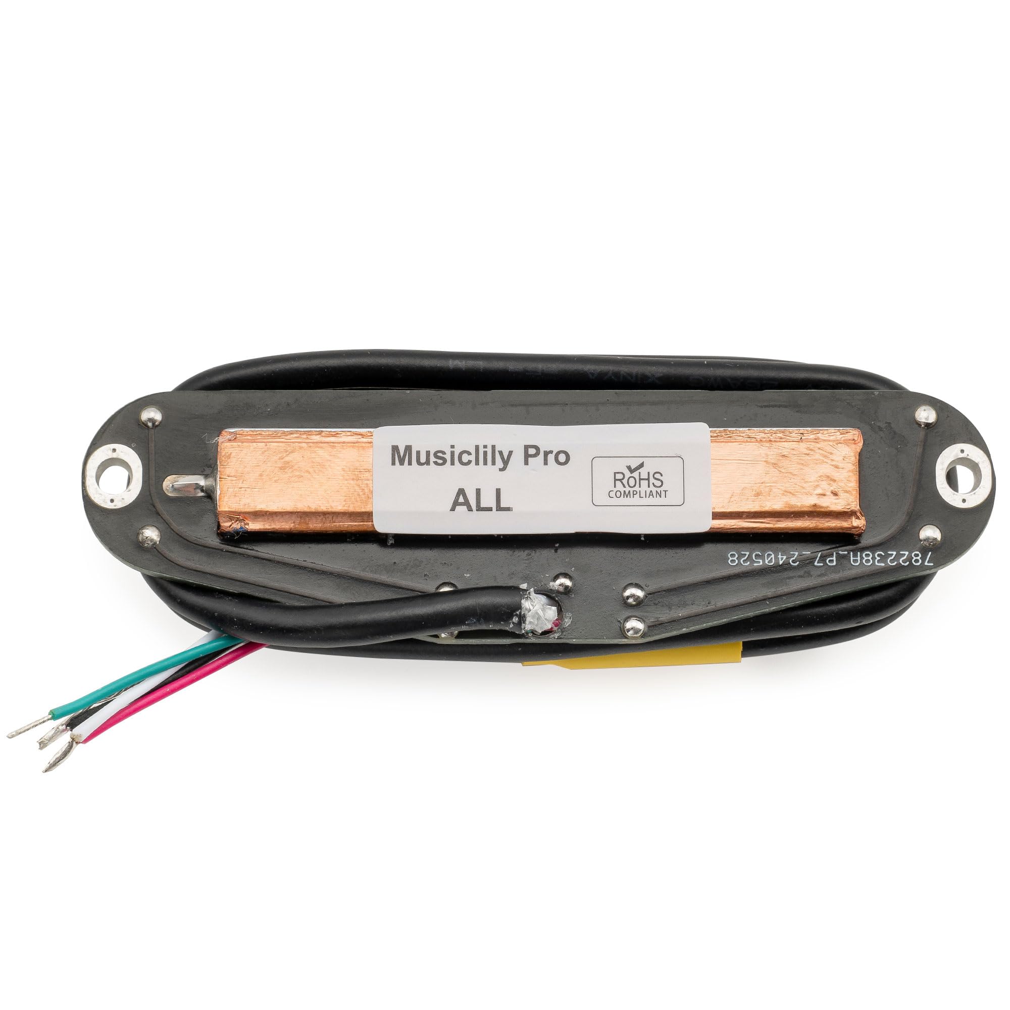 Musiclily Pro ST-DPHC Cerámico Rail Blade Pastilla Humbucker Formato Single Coil 13,2K Super Distortion para Guitarra Eléctrica tipo Strat, Cuerpo Crema Rail Cromado