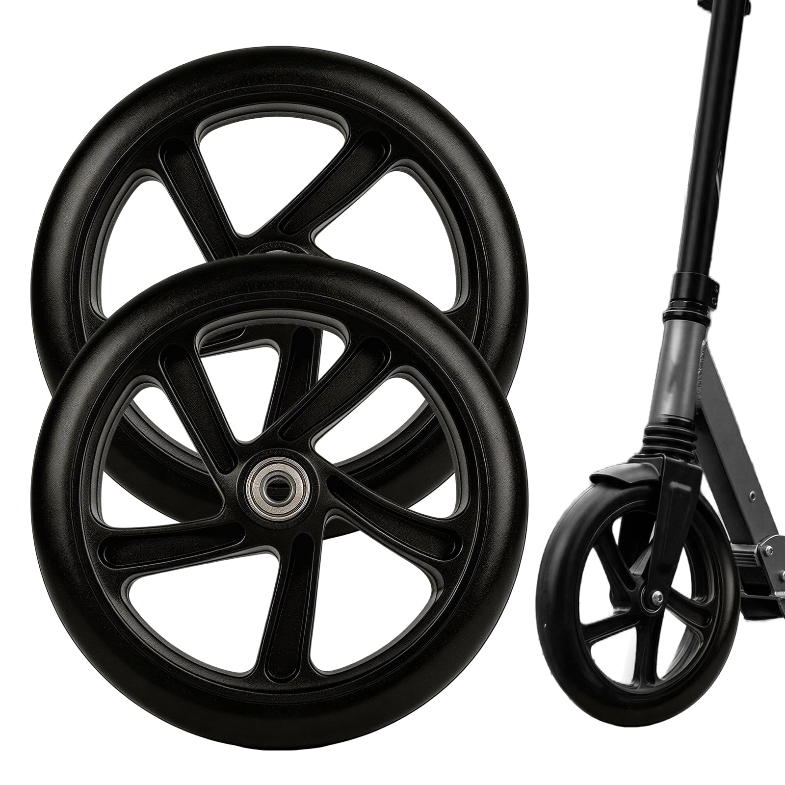 Ruedas De 200 Mm Para Scooter, Negras, Repuesto Urbano, Con Rodamientos ABEC, Duraderas Y Fáciles De Montar