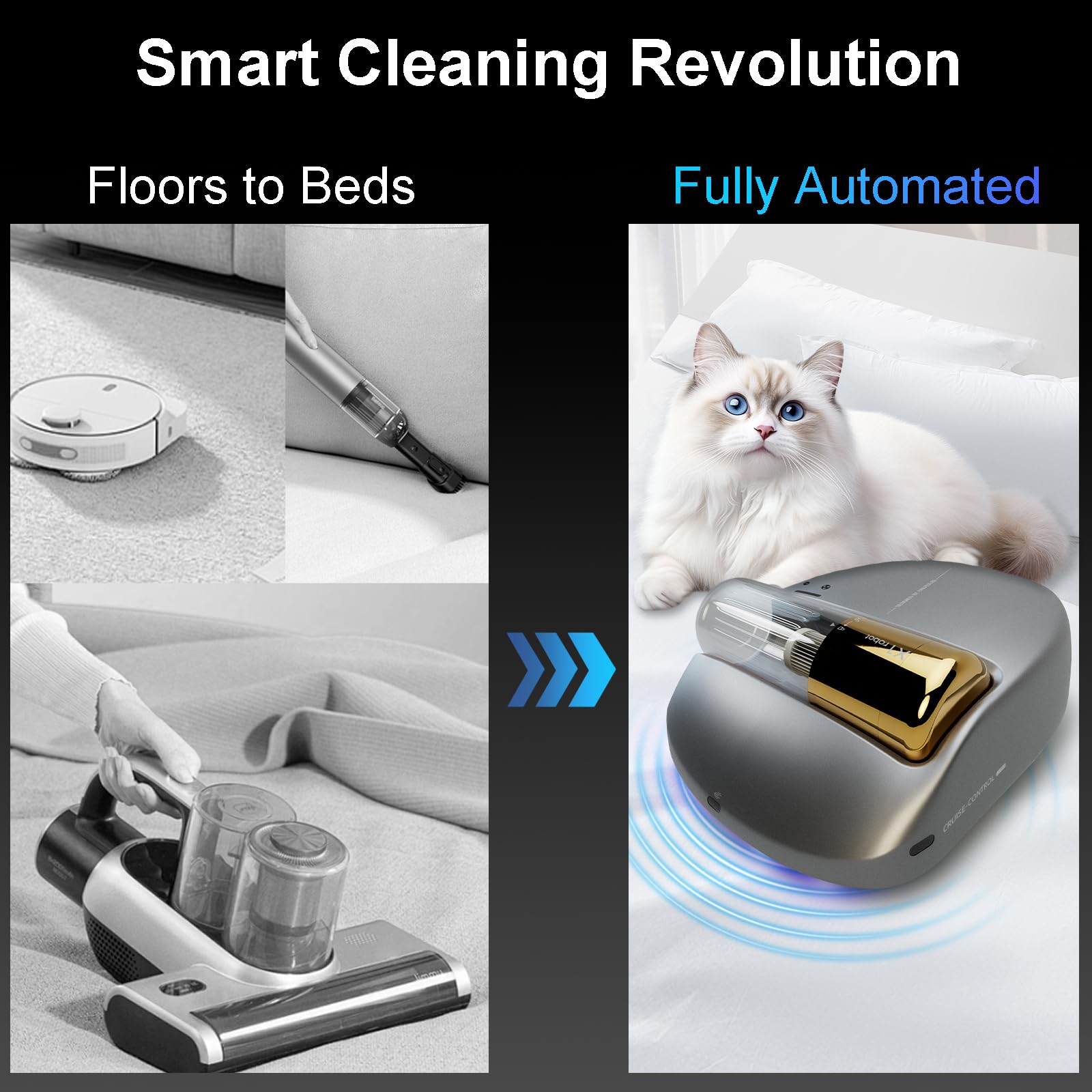 CREATULIZE Milbensauger für Matratzen Bed Vacuum UV High Heating Smart Sensor Lightweight Deep Clean Dust Pet Hair