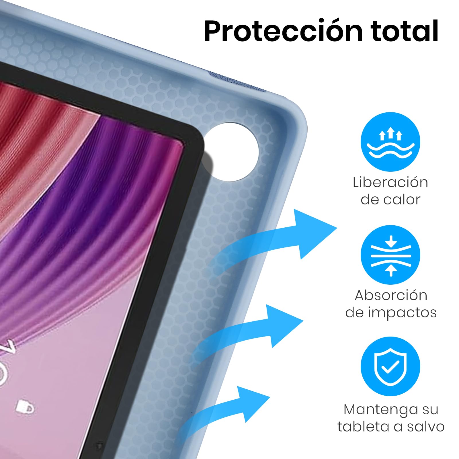 Custodia con tastiera per Lenovo Tab 10.1" 2025, Bluetooth senza fili staccabile custodia protettiva sottile per tablet Lenovo Tab 10.1 pollici 2025 (TB-311FU/TB-311XU), blu e bianco