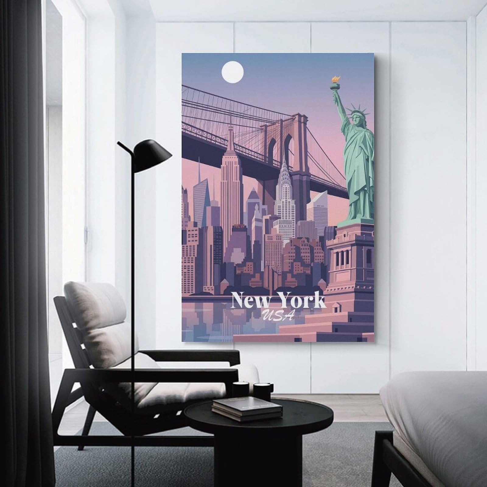 Junmoney Unframe-Style-6 Canvas Wall Art New York Cityscape, 20X30inch(50X75cm), For Bedroom, Lounge Or Dressing Area, Canvas Wall Decor For Personal Spaces