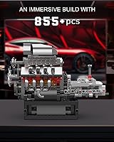 Vista 4 de Mould King 10225 V8 Engine Model kit That Runs- Build Your Own STEM V8 Model Engine with Transmission, 8-Cylinder Car Engine kit Building
