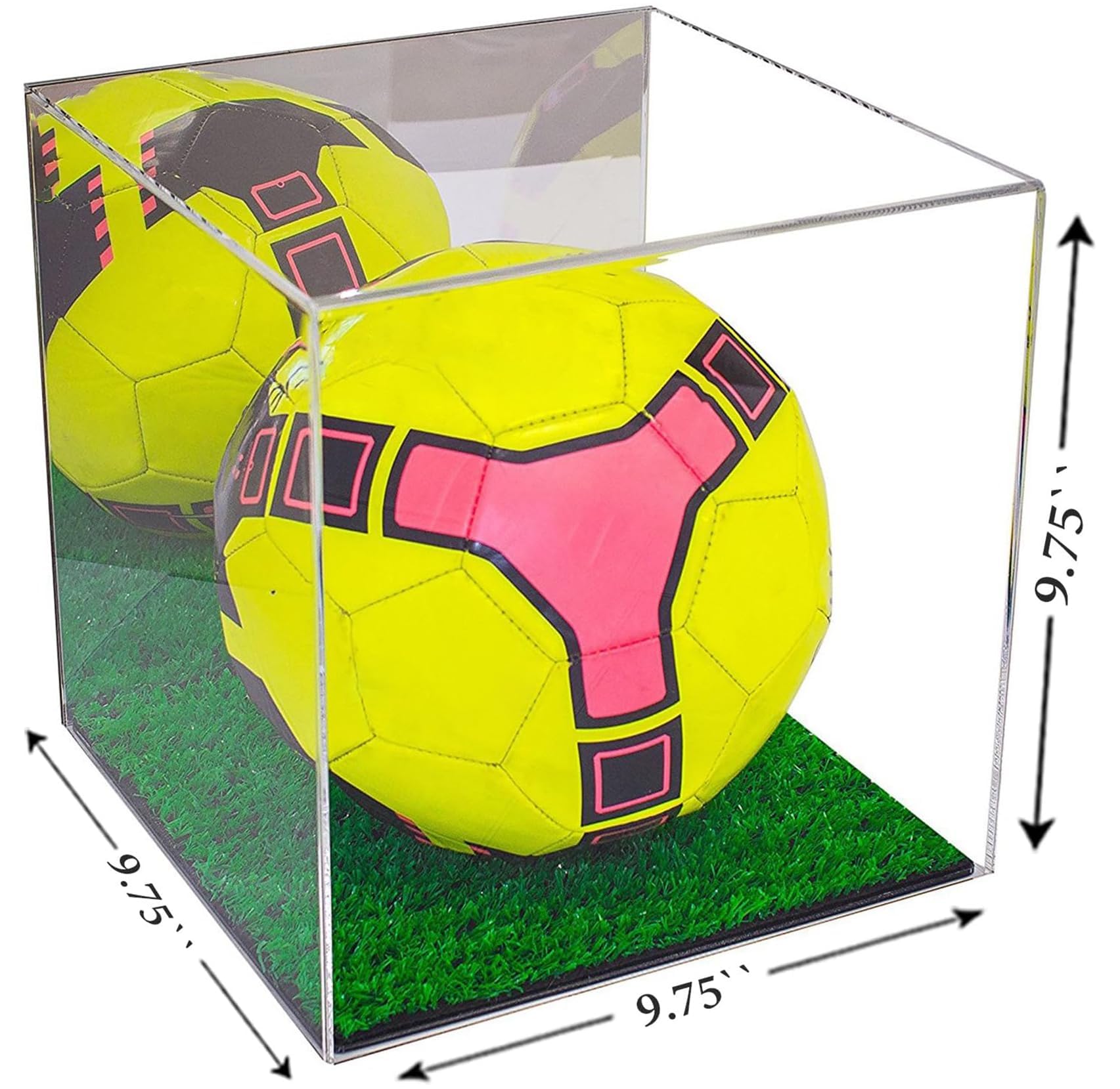Better Display Cases (A007-MTB Full Size Soccer Ball Display Case with Mirror and Turf Floor