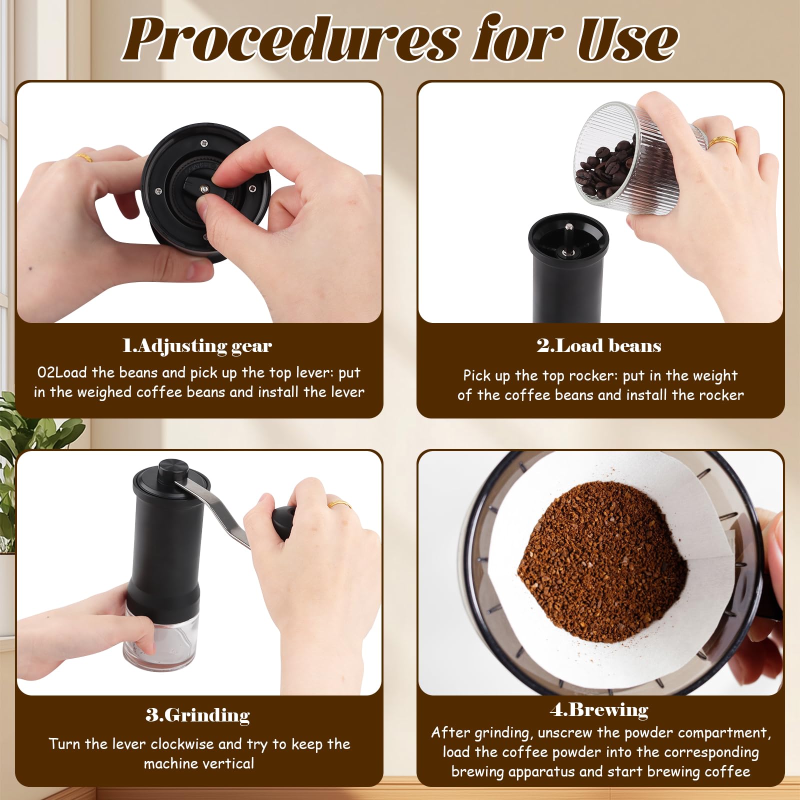Moulin à Café Manuel Broyeur Céramique Réglable - Pour French Press, Moka, Expresso