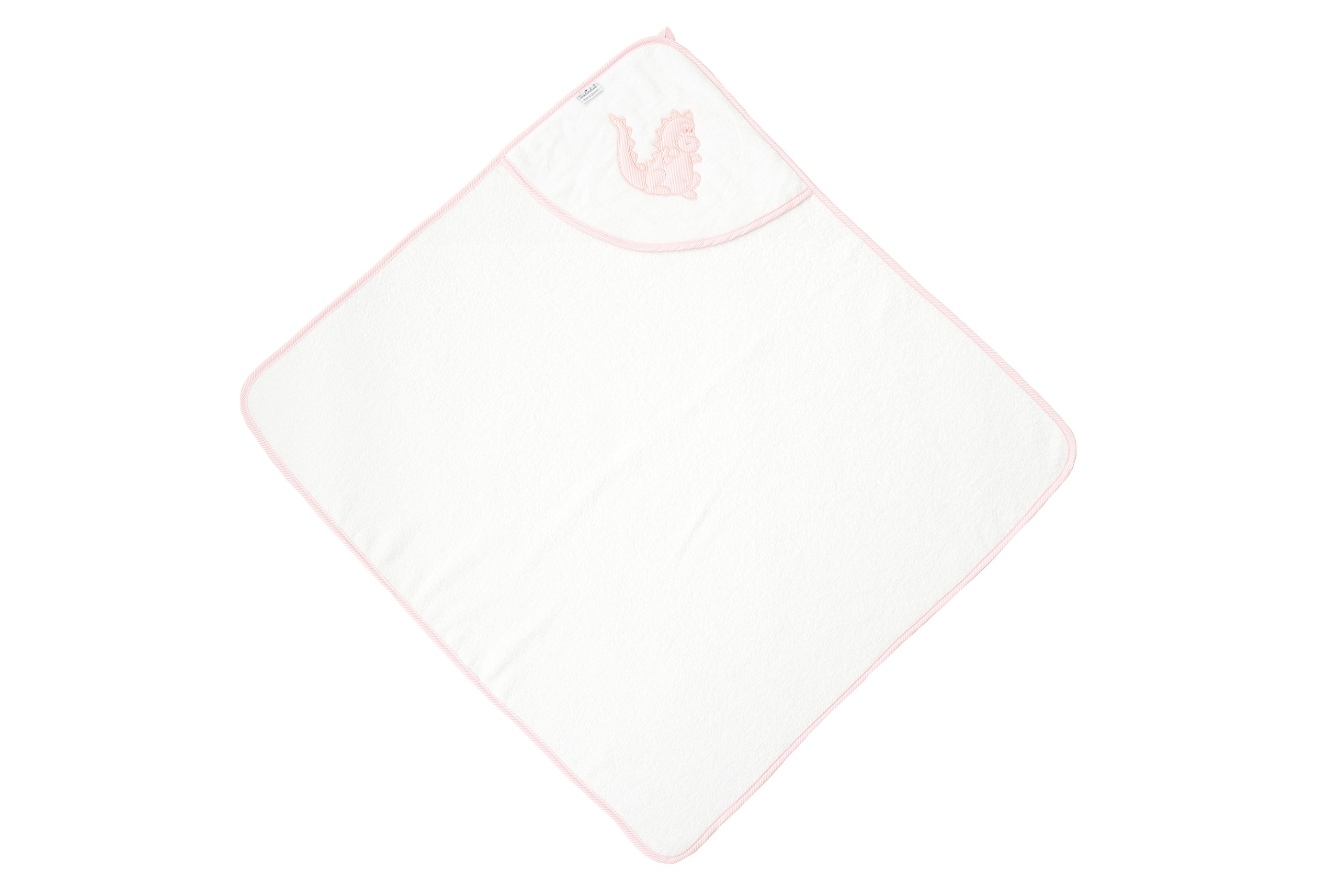 Velour-Kapuzenbadetuch "DINOlinchen" Badetuch Babybadetuch - rose - 80/80