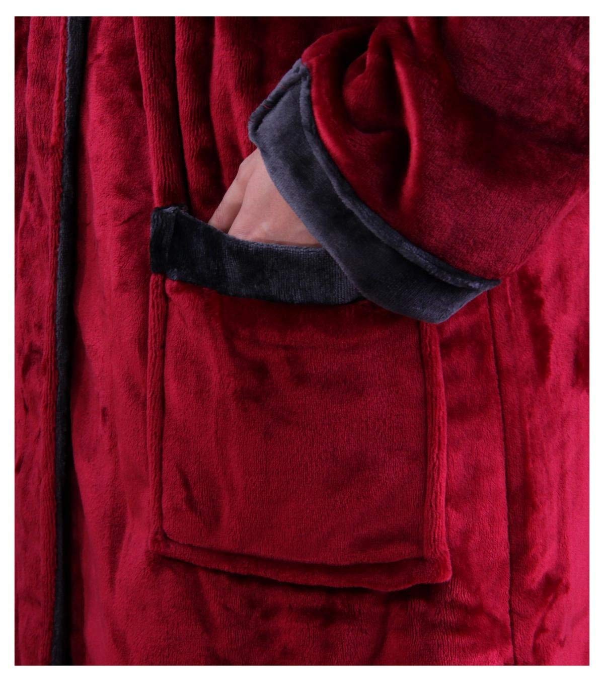 Gözze - Accappatoio Unisex con Con Collo a Scialle, Sensazione di Seta, 100% Microfibra, 330 g/m², Taglia, 100% Microfibra, L - Rosso