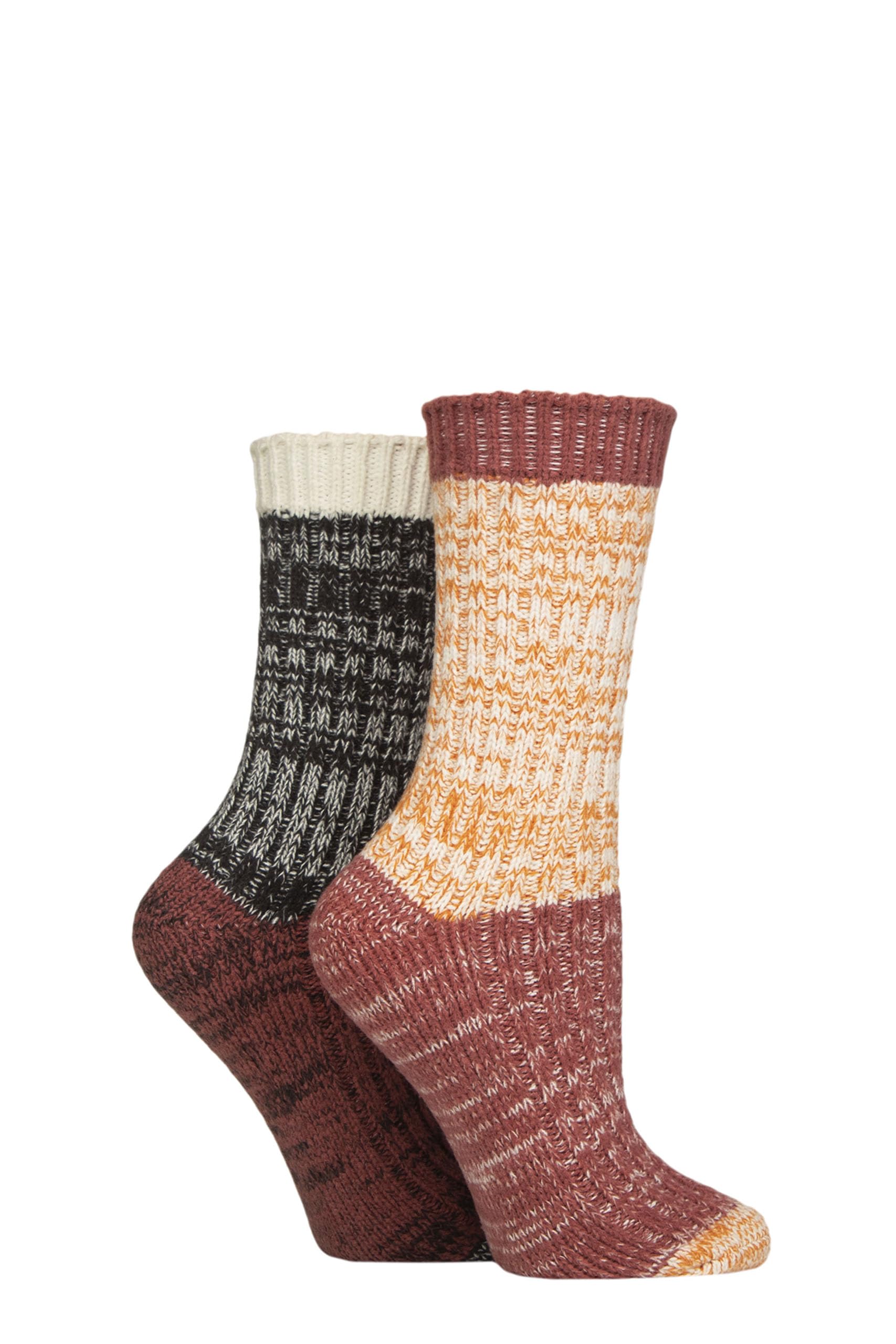Sockshop Women's Cinnamon Velvet Soft Chunky Rib Boot Socks Pack Of 2 Size 4-8 For Walking, Hiking & Outdoors (Uk, Numeric, 4, 8, Regular, Regular, )