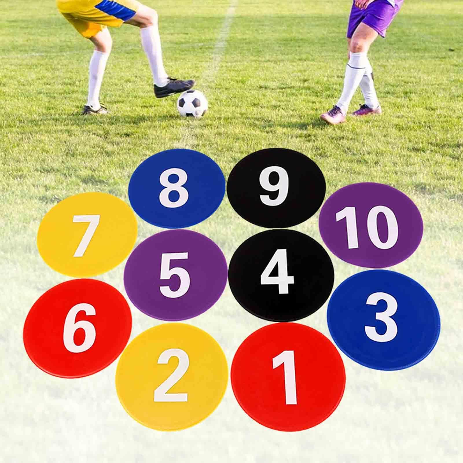 rockible 10 Marcatori da Pavimento Numerati, Punti di Riferimento, Marcatori da Allenamento, Marcatori a Disco Piatto, per Allenamenti di Basket E Calcio