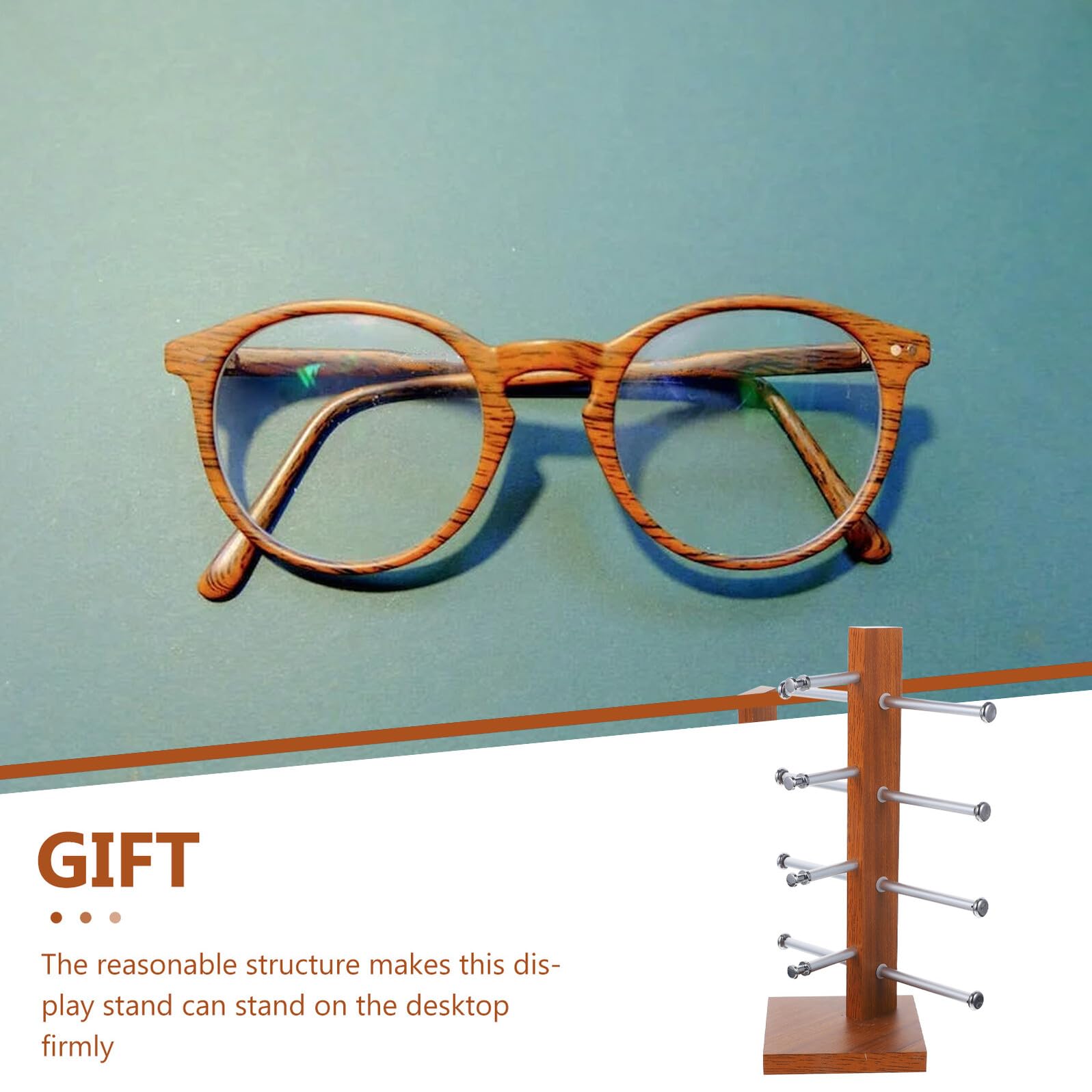 Healeved Stand per Occhiali Vintage in Legno e Lega di Alluminio