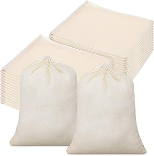 80 Pieces Natural Cotton Muslin Bags, 8x10 Inches Reusable Drawstring St...