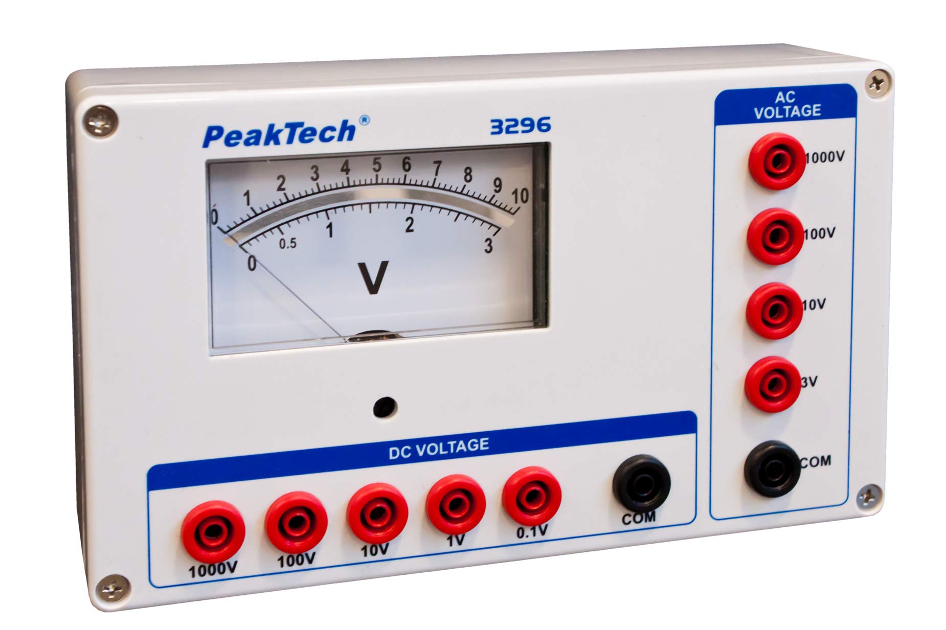 PeakTech P 3296 – woltomierz analogowy ~ 1000 V AC/DC, stabilna konstrukcja, nadaje się do codziennego użytku podczas prac kontrolnych i pomiarowych, do stosowania bez baterii, skali lustra i gniazd