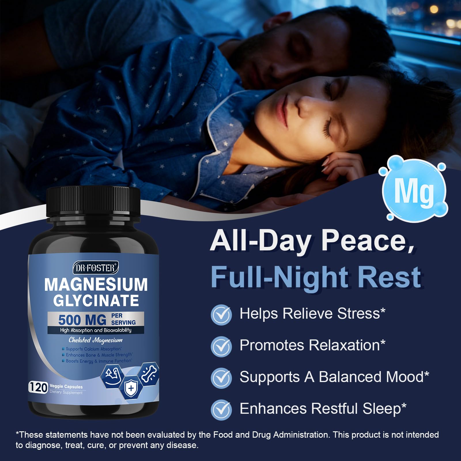 DRFOSTER Chelated Magnesium Glycinate 500mg with Zinc, 120 Veggie Capsules — Amazon image 7