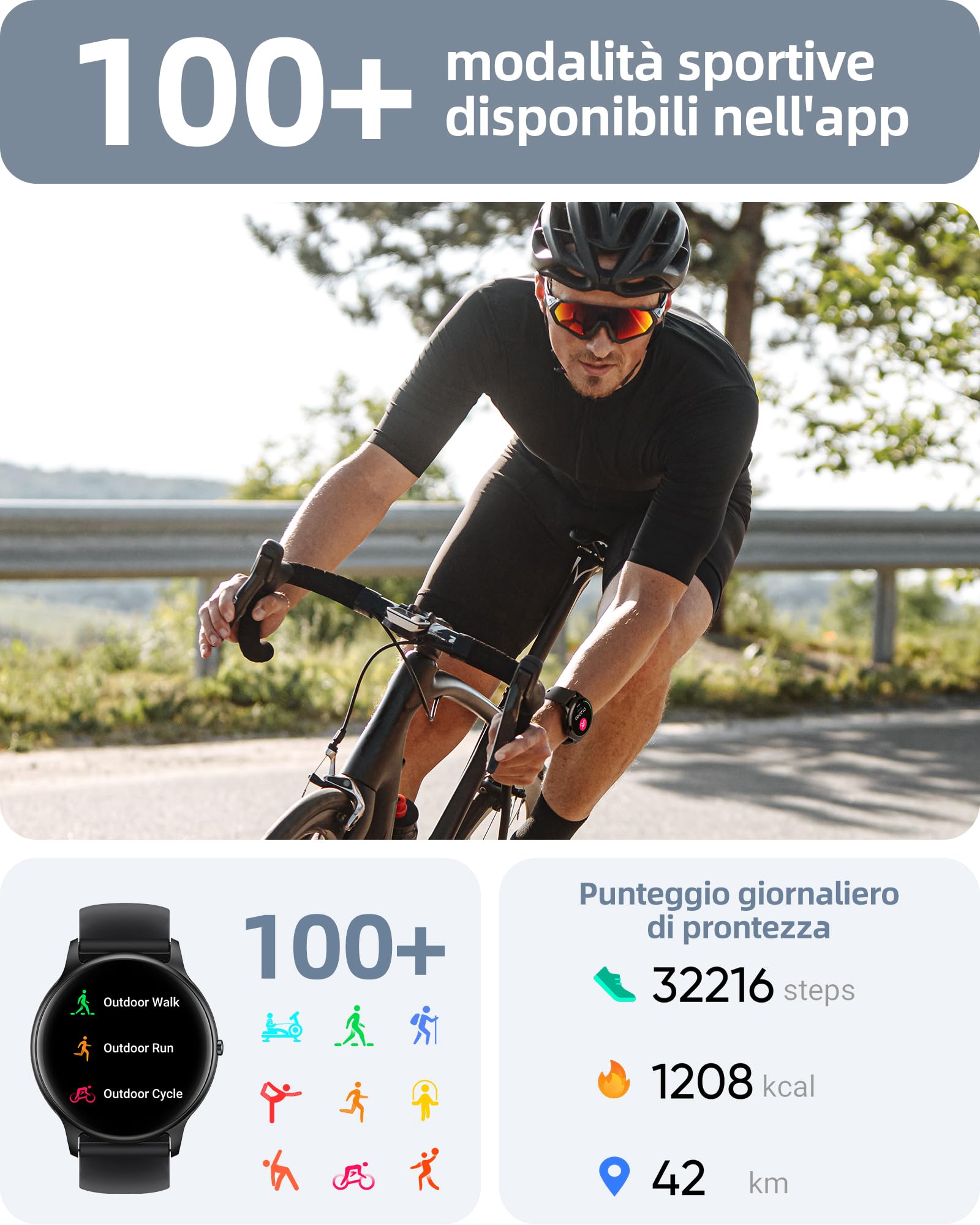 Parsonver Smartwatch Uomo Chiamate Bluetooth, 100 + Modalità Sportive, 1.32" Fitness Sportivo Orologio Fitness Monitor del SpO2/Sonno/Cardiofrequenzimetro, Smart Watch Android iOS, Nero, SPROD1 | 1.32" Fitness Sportivo Orologio con Monitor del SpO2/Sonno/