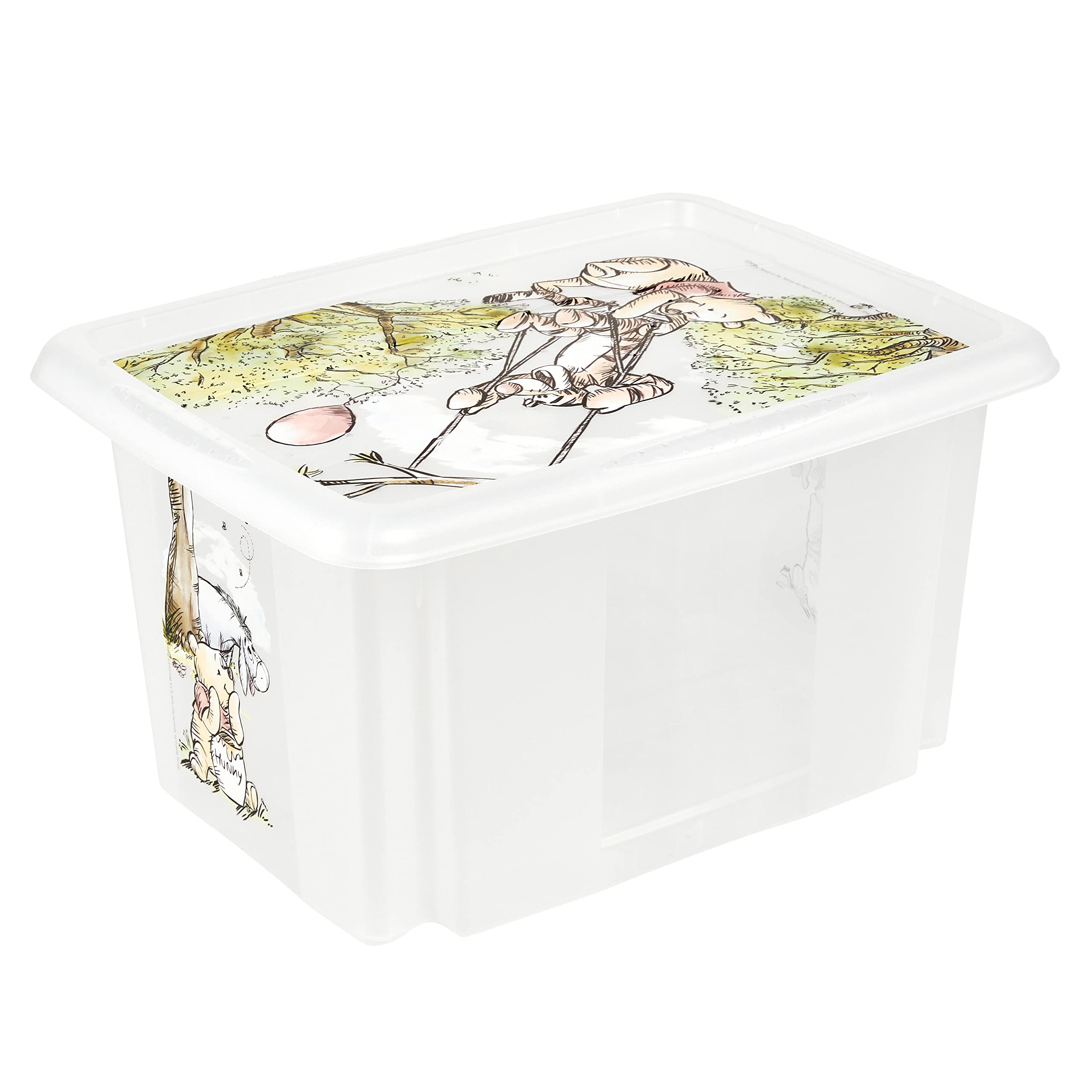 Boîte Plastique PP Avec Couvercle Winnie Boîte De Rangement Winnie L'Ourson 24L Keeeper - Empilable Avec Couvercle, Karolina Natural Transparent