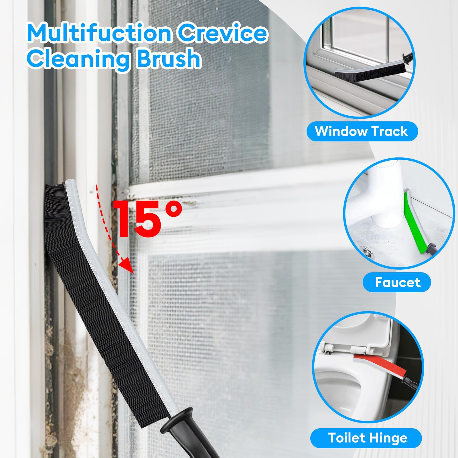 Spazzola For La Pulizia Delle Fessure, 2023 Nuovo Strumento Multifunzionale For La Pulizia Delle Fessure Delle Fessure, Strumento For La Pulizia Della Casa A Tutto Tondo, Setole Angolate Rigide For Do