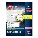 Avery® WeatherProof Mailing Labels with TrueBlock Technology, AVE5522, Permanent Adhesive, 1 21/64"W x 4"L, Rectangle, L – view 1