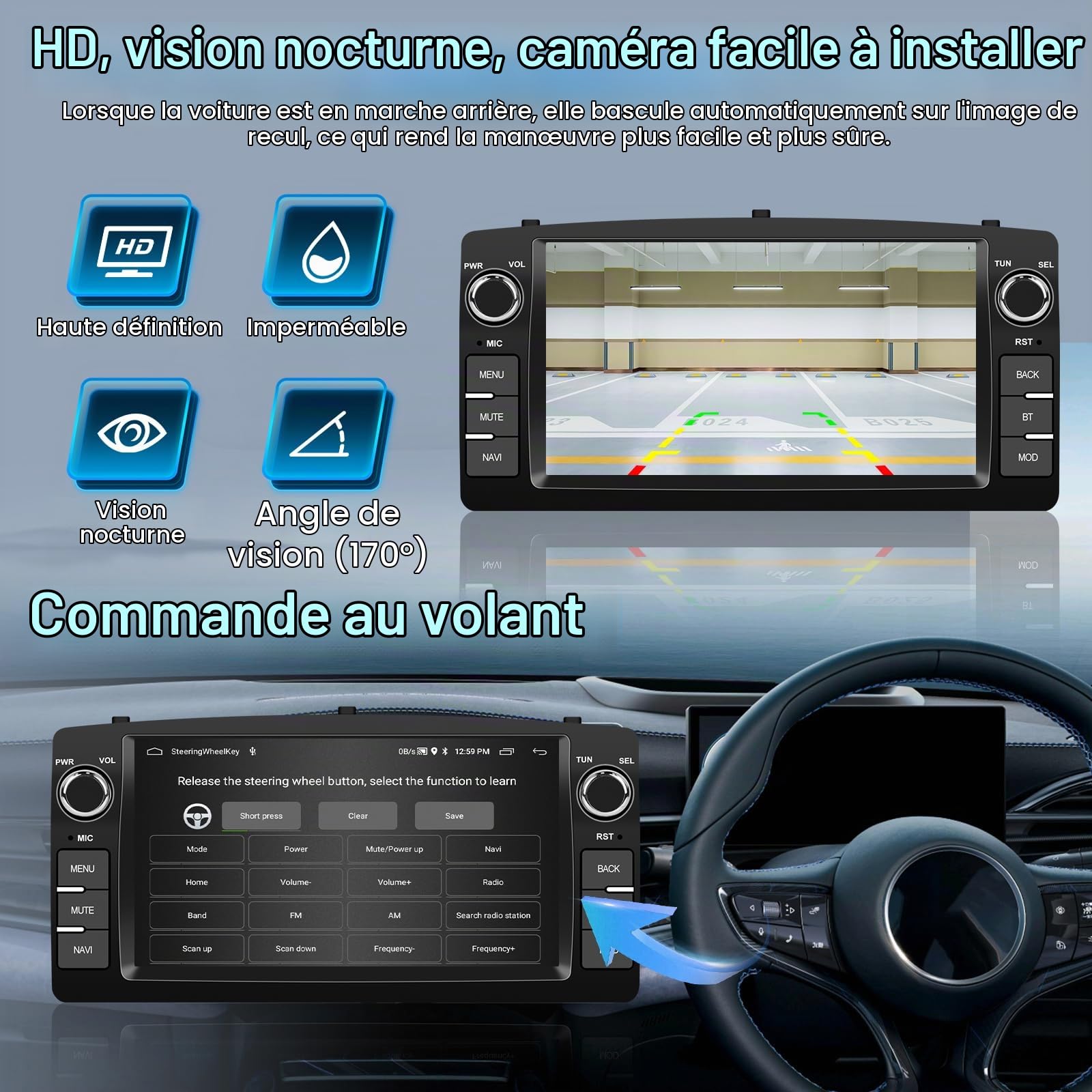 Inefala 2G+64G Autoradio Android 15 pour Toyota Corolla E120 2000-2006