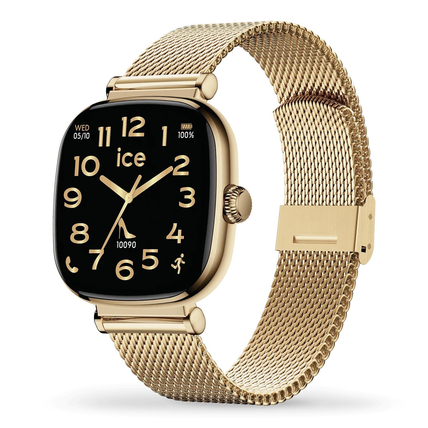 Ice-Watch – ICE smart 2.0 Gold Milanese – kwadratowy zegarek smartwatch dla kobiet w kolorze złotym z bransoletką ze stali nierdzewnej – 025234 (1,70 cala)
