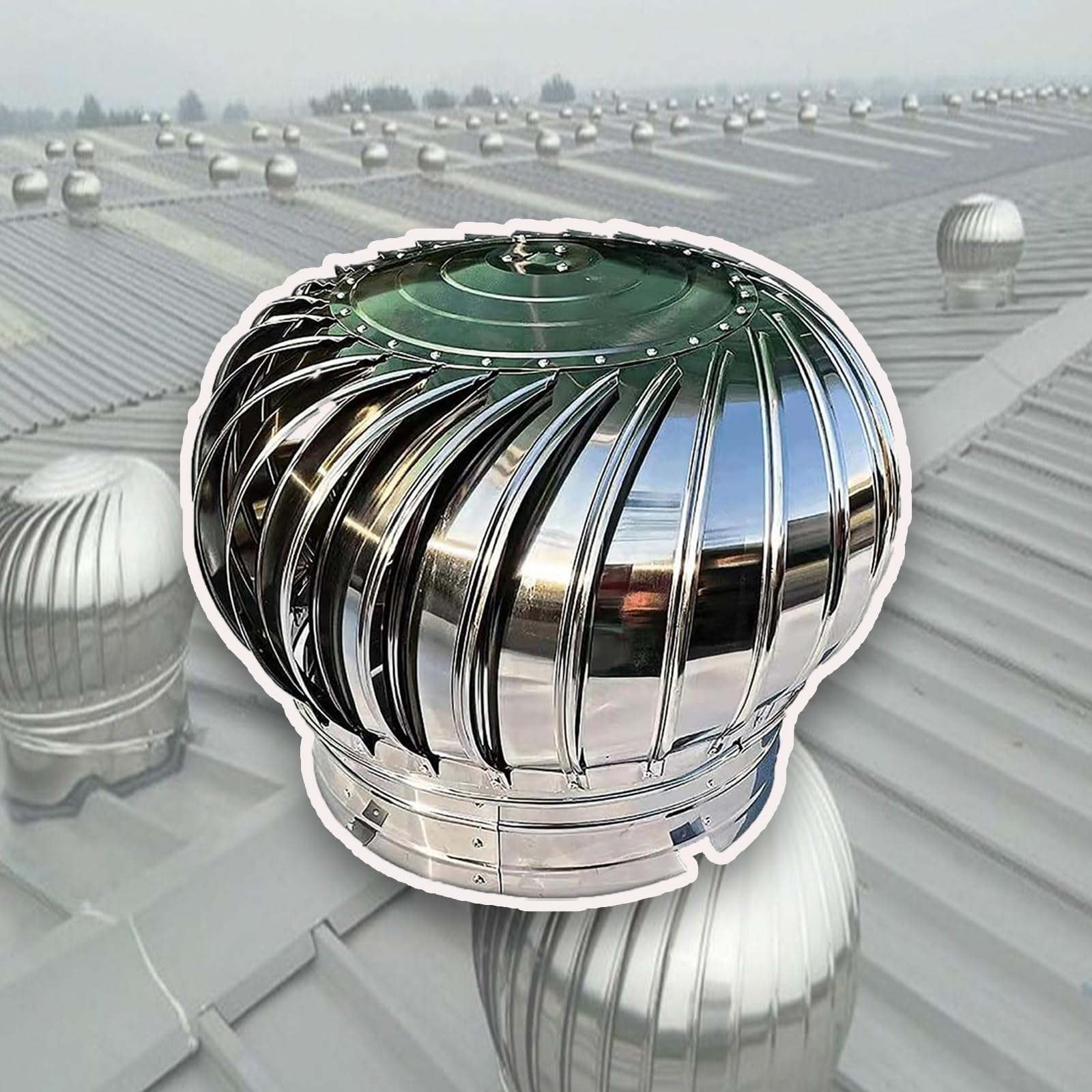 Cappa per camino in acciaio inox 304, 150 mm, indipendente dalla rete, rotonda, con apertura di scarico girevole per la dissipazione del calore, per case, fabbriche, soffitte, fattorie, turbine da