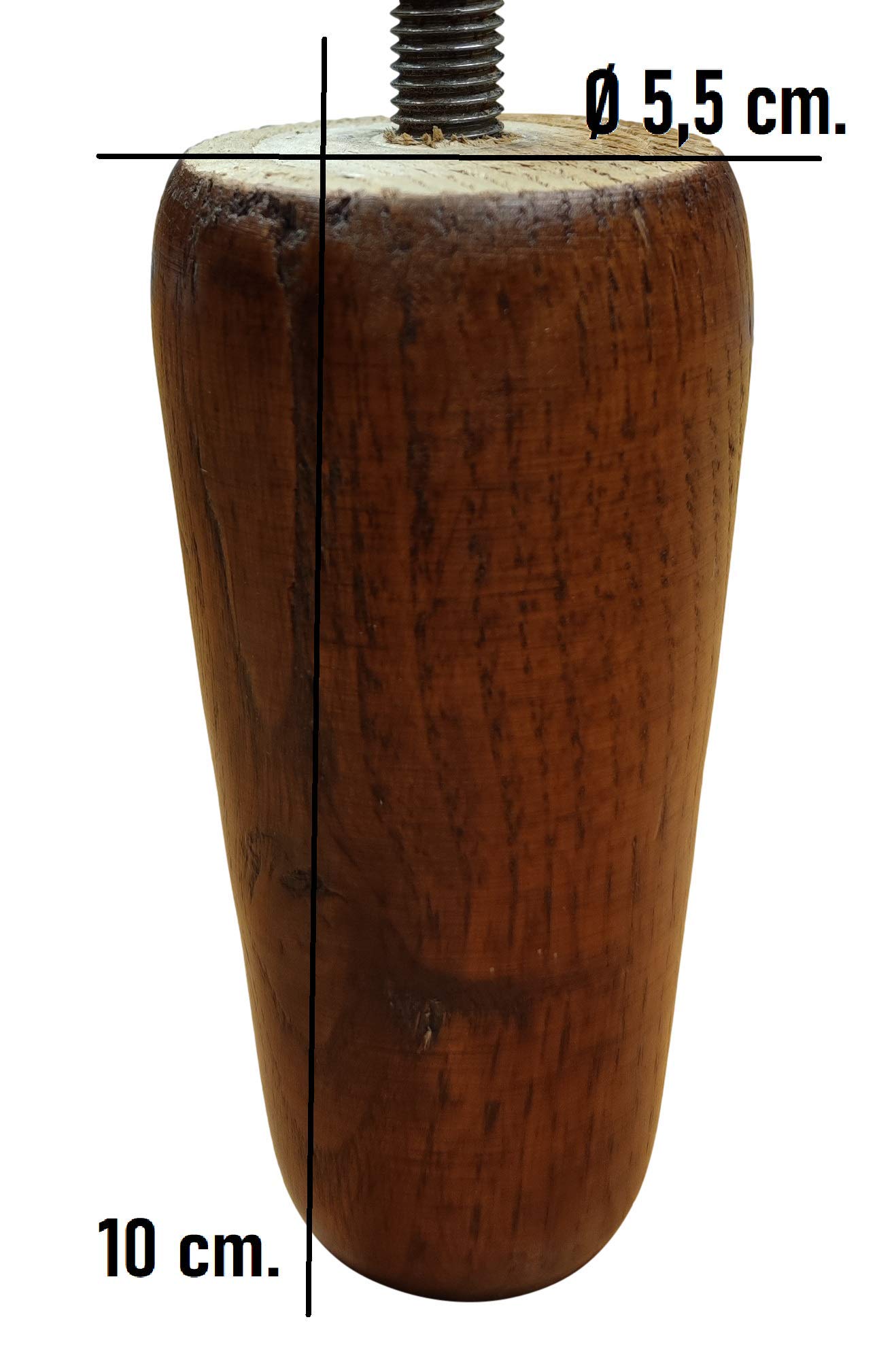 Piedi in Legno 4 Pezzi per Letto. Piedini Gambe mobili tavoli armadietti divani (Cono H.10 cm. Ø 5,5 cm.)