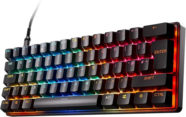 SteelSeries Apex Pro Mini Gen 3 – hipermagnetyczne przełączniki OmniPoint 3.0 – Regulowana aktywacja – Rapid Trigger – Ustawienia gier – Tryb ochrony – Rapid Tap/SOCD – RGB – nakładki z PBT -UK QWERTY