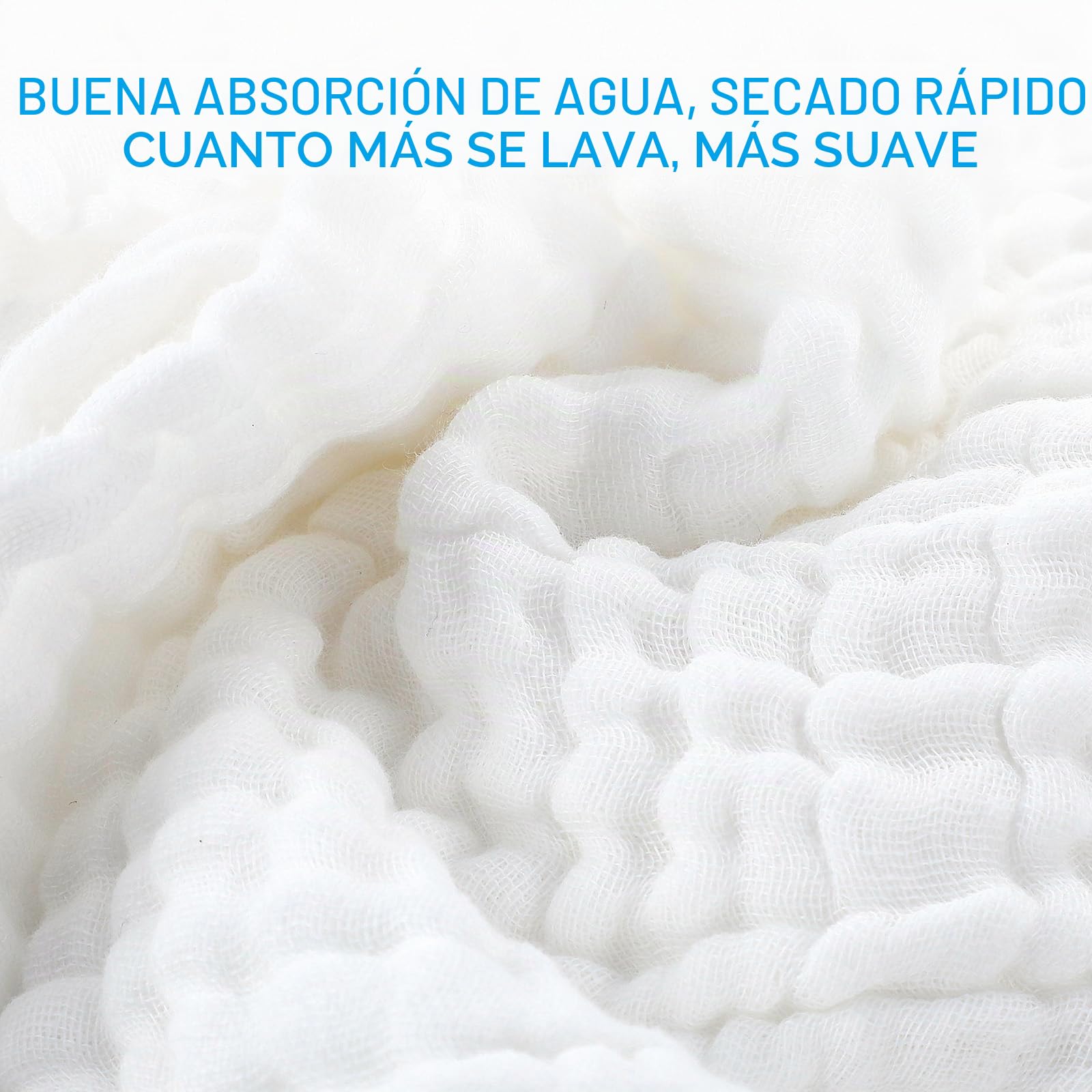 EXTSUD 10PCS Toallitas de Muselina para Bebés Toallas Suaves para Bebés, Recién Nacidos, Toallitas Algodón, 25 x 25cm Blanco