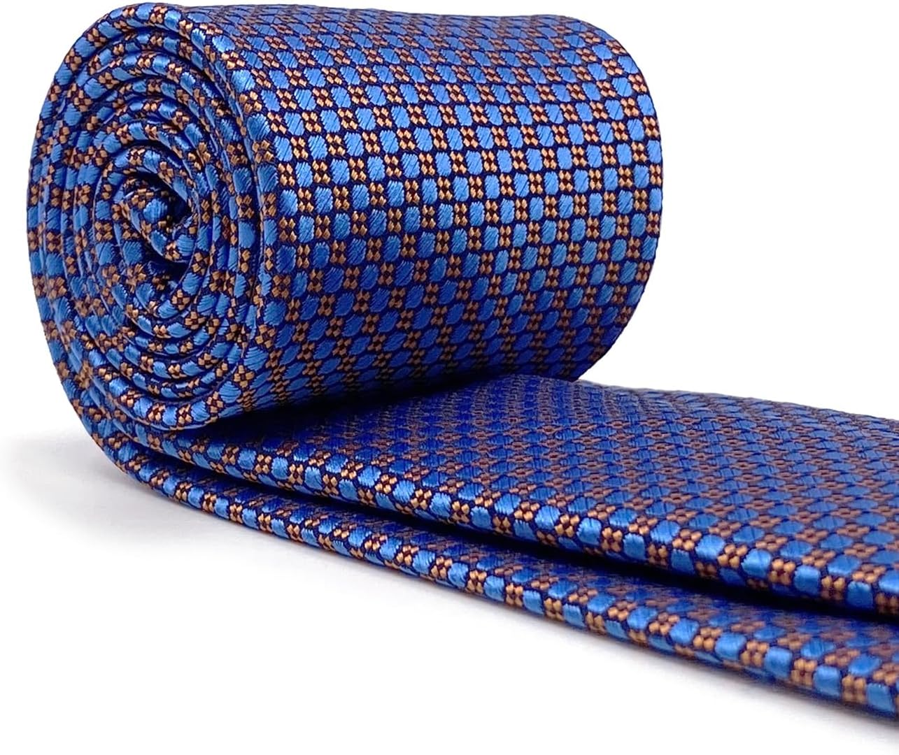 S&W SHLAX&WING Blue Orange Necktie for Men Geometric Patterned Elegant Business Formal XL Satin - Image 4