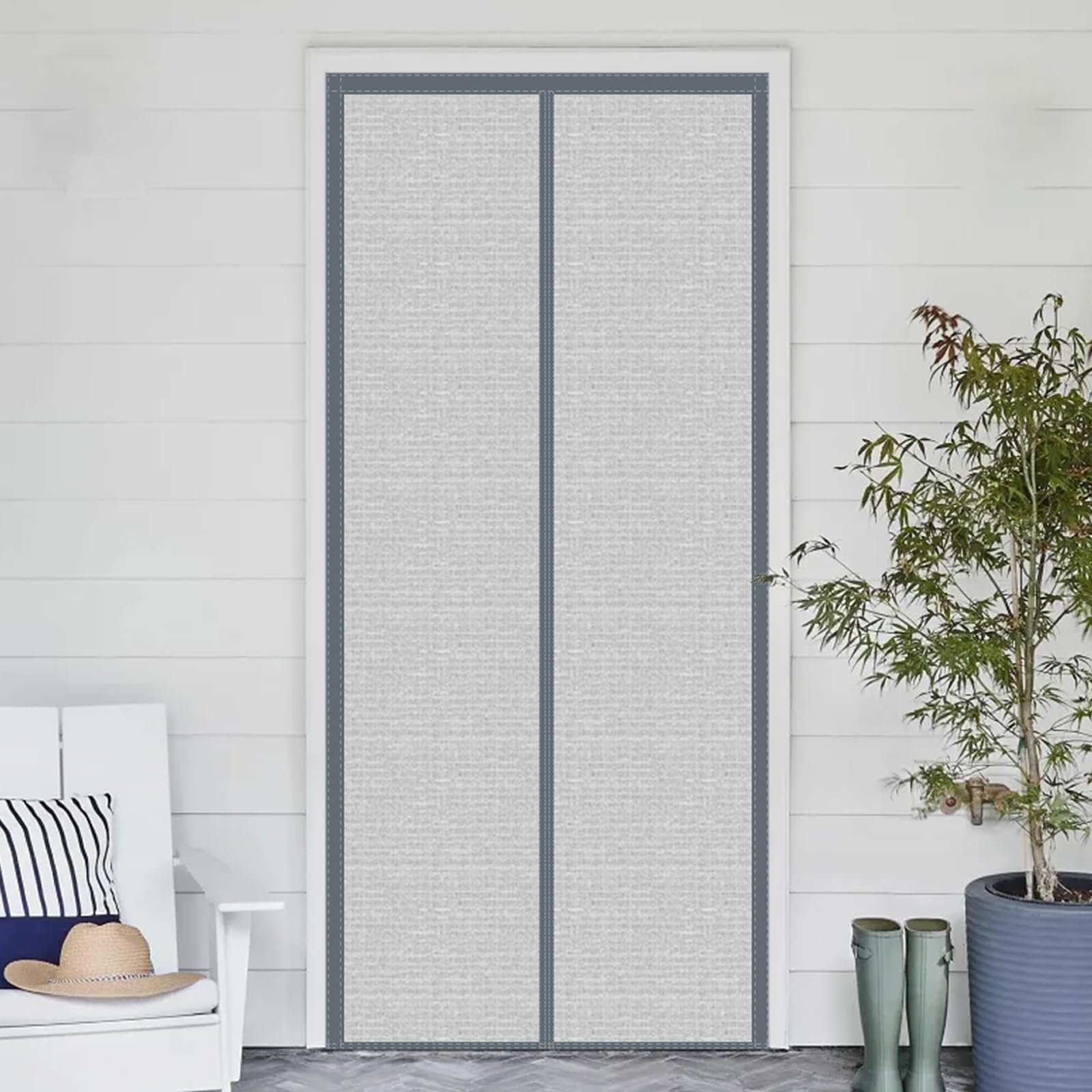 Rideau de Porte magnétique Isolant Thermique d'hiver 94 x 226 cm (37 x 89 po) occultant, Gris Clair