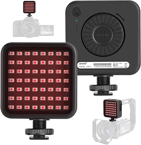 Ordro LN-5 Mini IR luz de visión nocturna infrarroja luz de fotografía para videocámara videocámara batería recargable incorporada con 3 montaje de